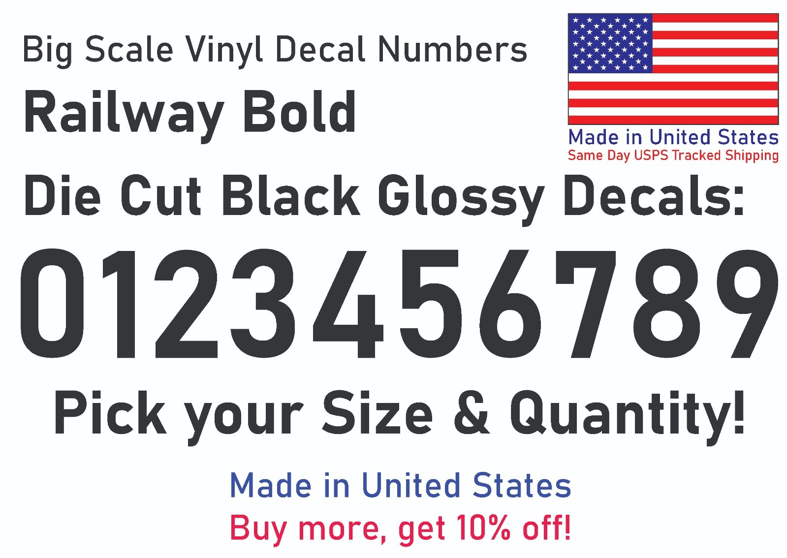 0-10 7″-32″ Big Size Vinyl Die Cut Decal Numbers (Black), 6Yrs Outdoor Film
