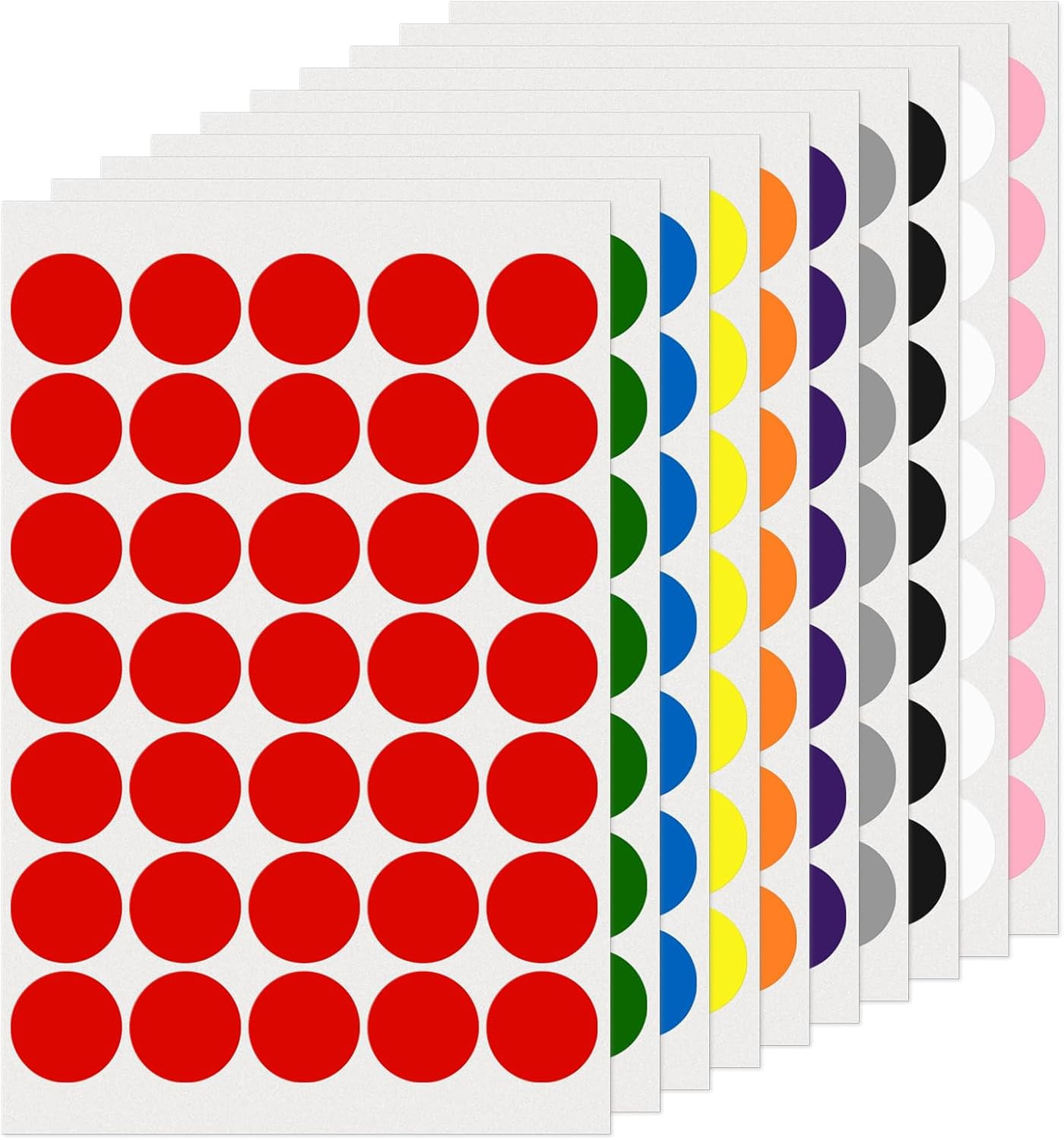 10 Colors Round Stickers 1 Inch Vinyl Dot Stickers Self-Adhesive Removable Color
