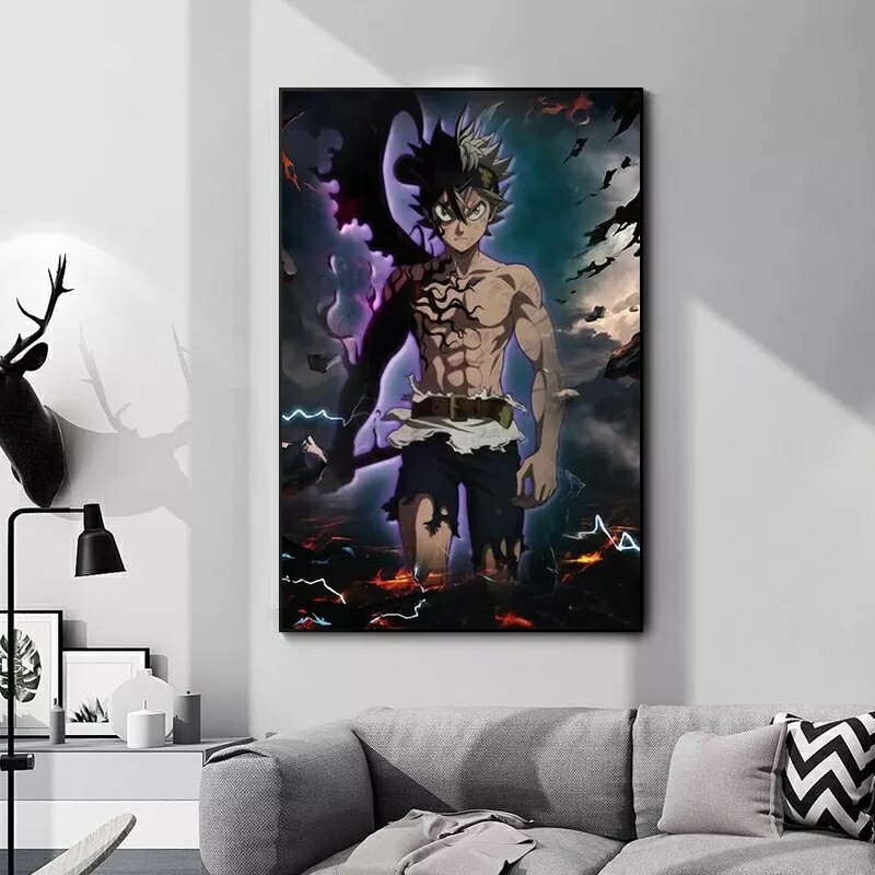 Asta Poster Black Clover Cotton Canvas Wall Art Without Frame Manga Decoration