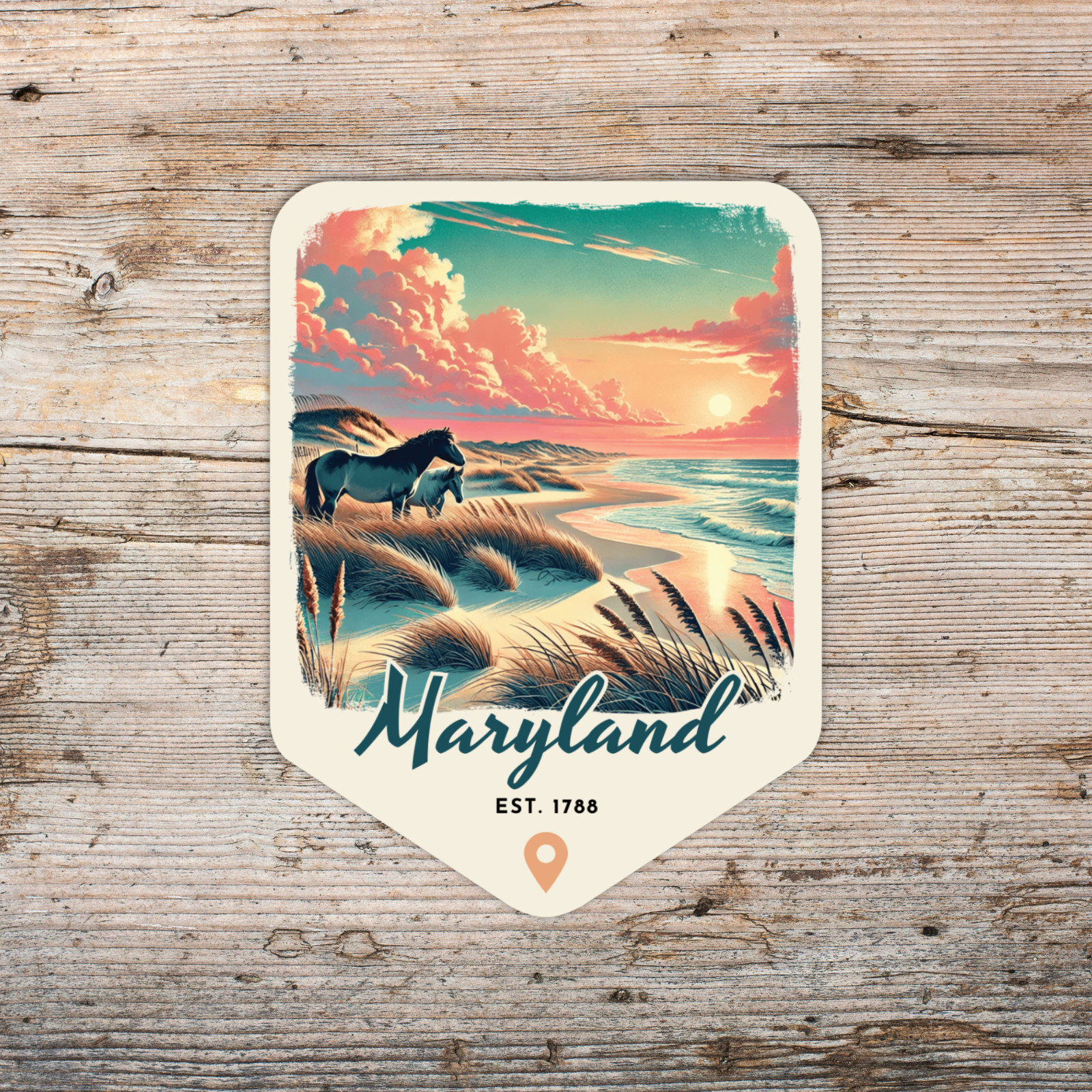 Maryland State Sticker Retro Travel Vinyl Decal for Laptop Water Bottle Car