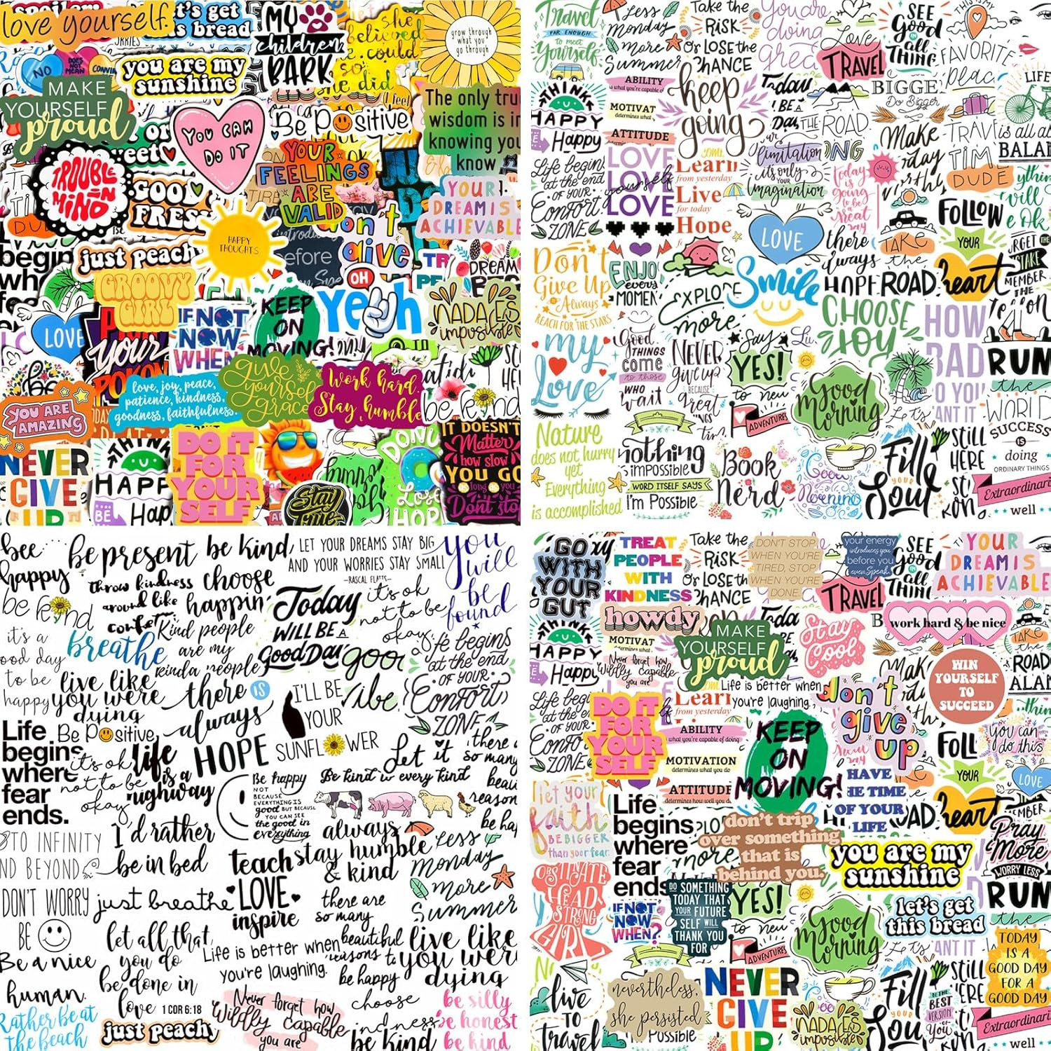 Motivational Inspirational Stickers Positive Affirmation Waterproof Vinyl 300 PC