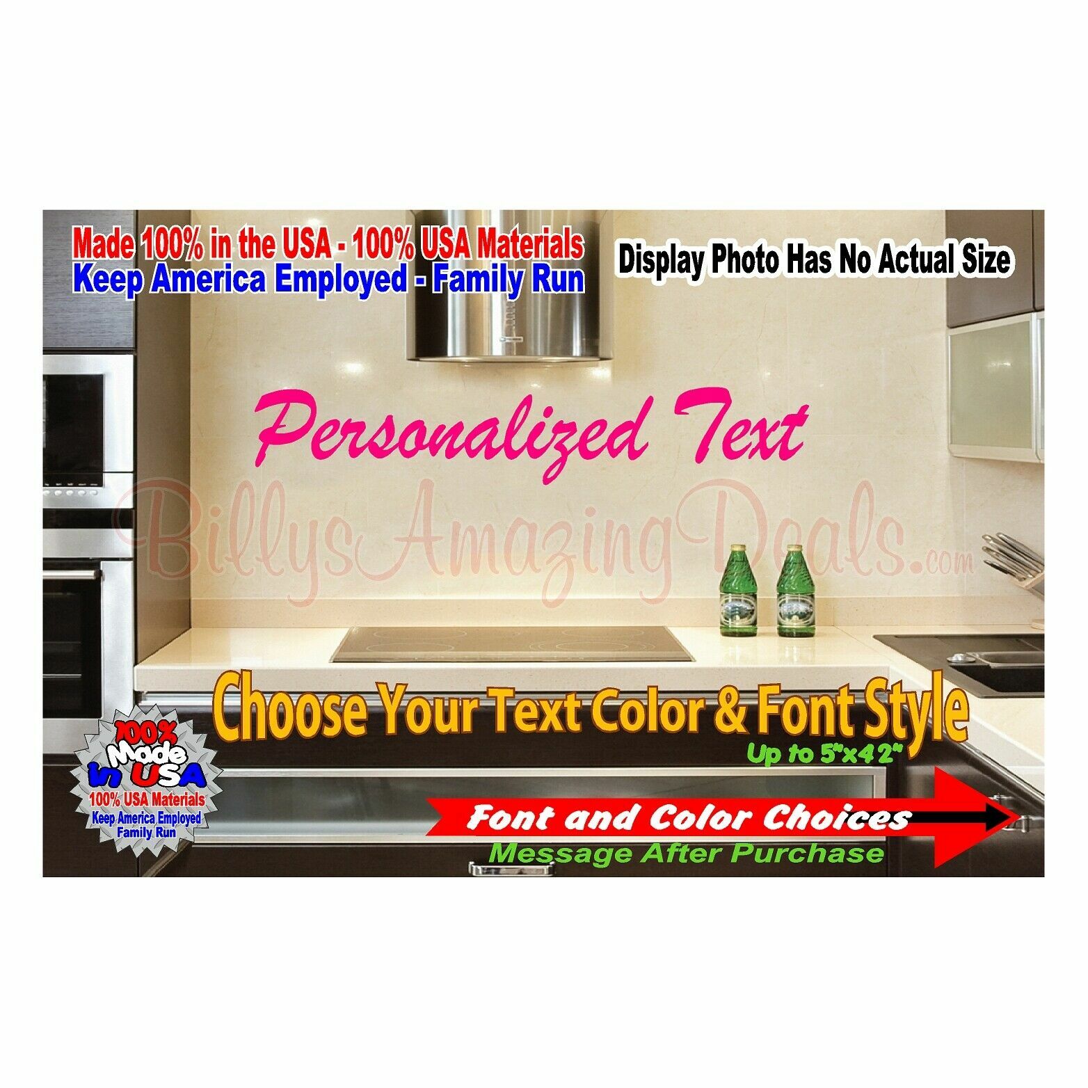 Custom 5 x 42 Personalized Text Name Decal Décor Bedroom Wall Art Window Sticker