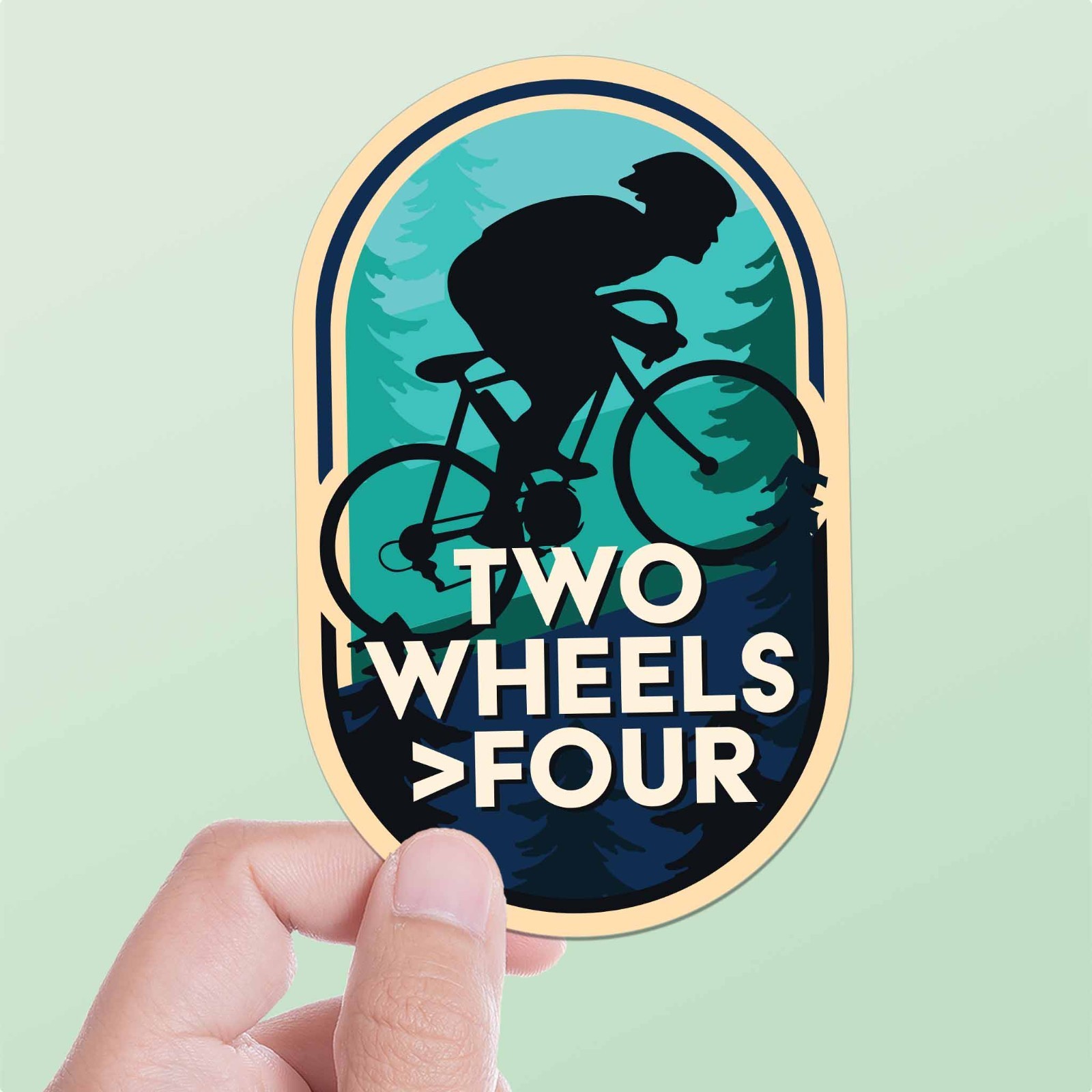 Two Wheels Four Mountain Bike Sticker – Cycling Decals for Water Bottle