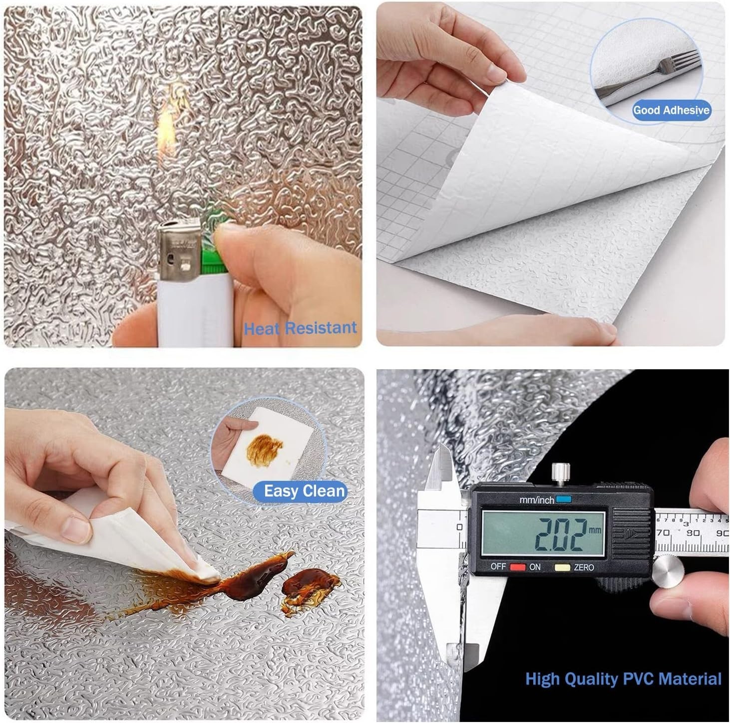 Kitchen Wallpaper Oil Proof Sticker Backsplash Aluminum Foil Self-Adhesive Pa…