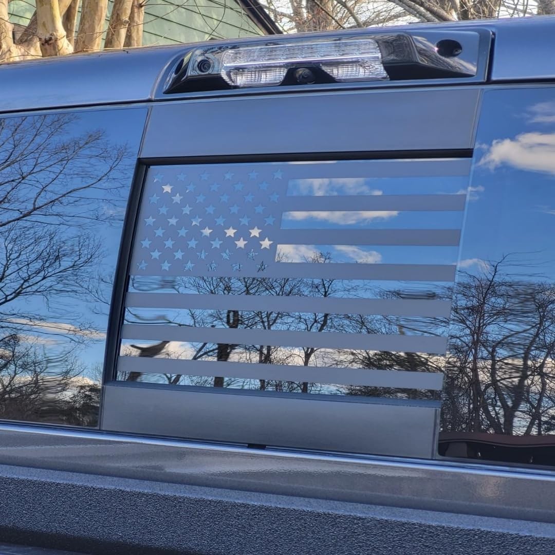 for Chevy Silverado/GMC Sierra 2019-2024 Back Center Sliding Window USA Flag