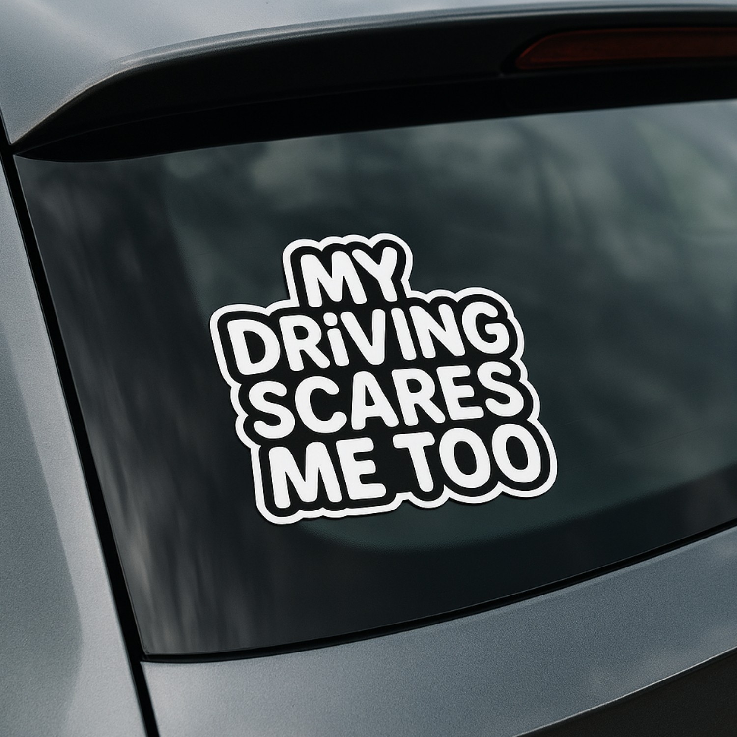 Funny “My Driving Scares Me Too” Stickers: 4-Pack Waterproof Vinyl Decals
