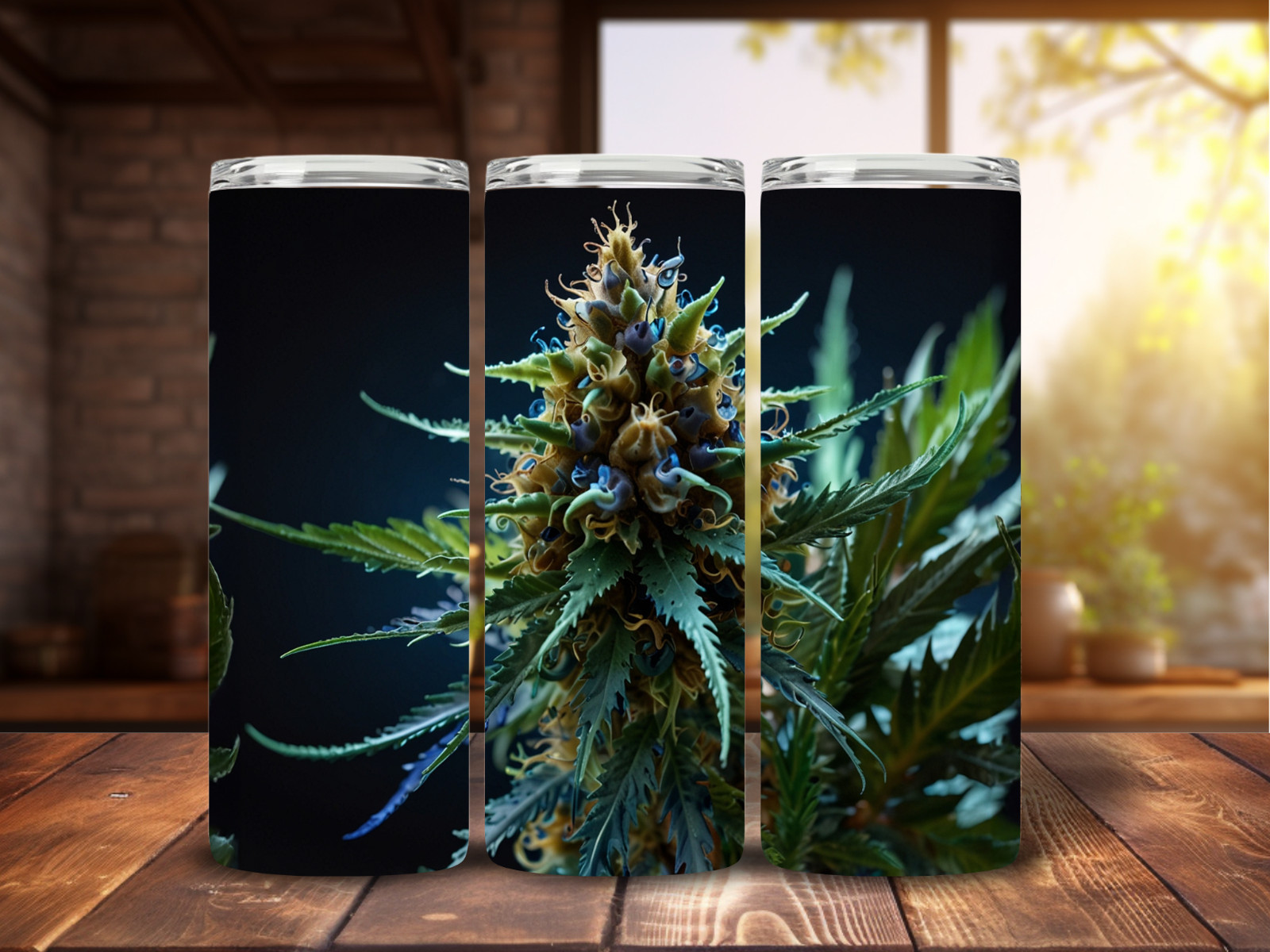 #2 – Blue Cannabis, 20ozTumbler, Sublimation, Heat Transfer, Seamless Design