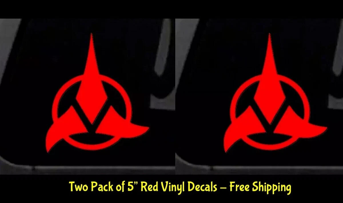 Star Trek – Klingon Logo TWO 5″ Red Vinyl Decal Car Truck Window Notebook Tablet