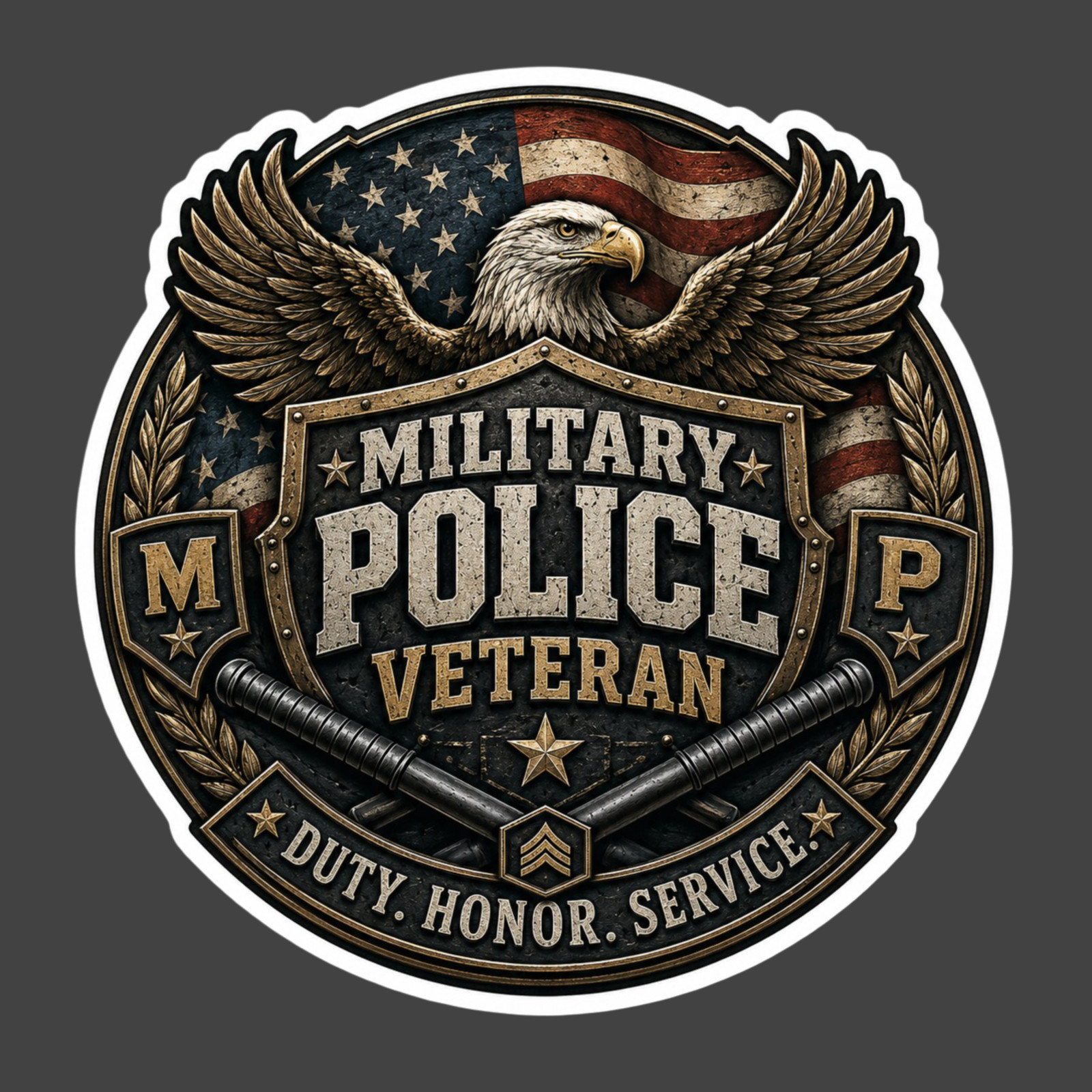 Military Police Veteran Sticker Vinyl Decal Duty Honor Service MP Badge USA
