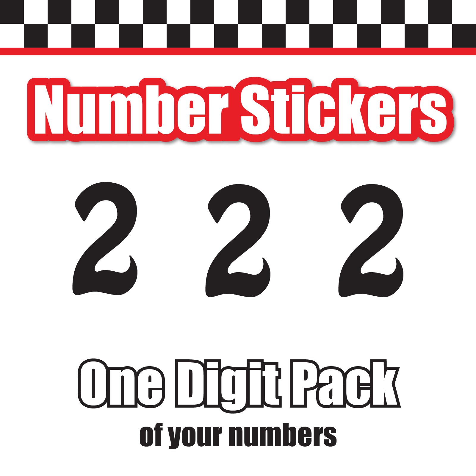 3 Digit Single Number Stickers Custom Decal Locker Door 3pcs Boffo SSi