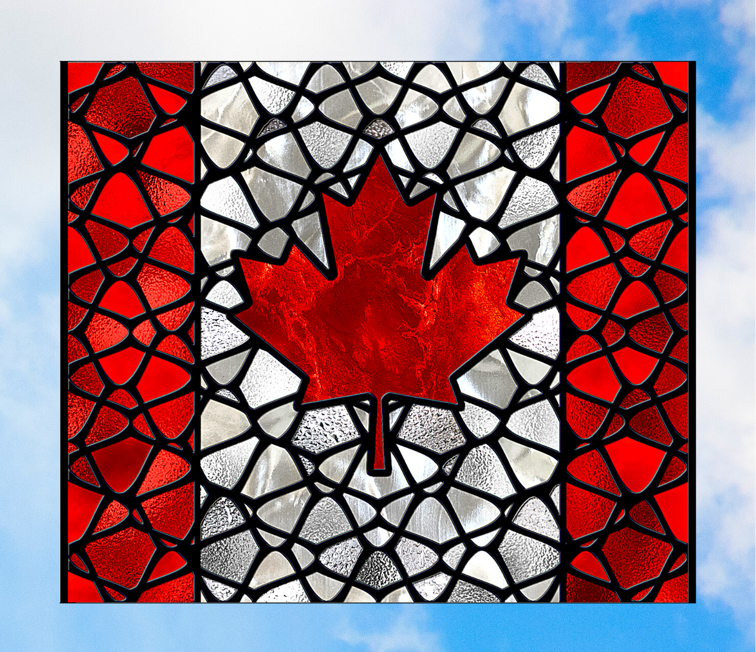 Canadian Flag WINDOW CLING Sun-catcher Size 9″ Rectangle ~ Repositionable Vinyl