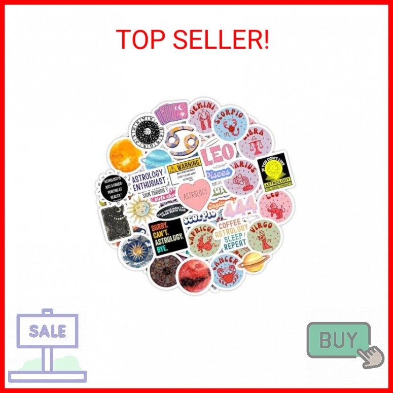 BulbaCraft 100Pcs Zodiac Sign Stickers, Astrology Stickers for Water Bottle and