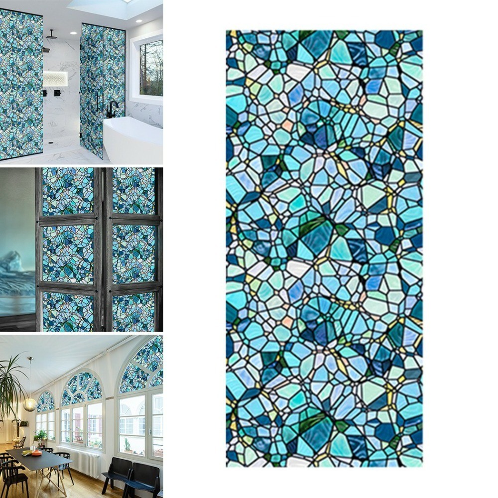 Frosted Floral Static Cling Stained Glass Door Window-Film Sticker Privacy-Decor