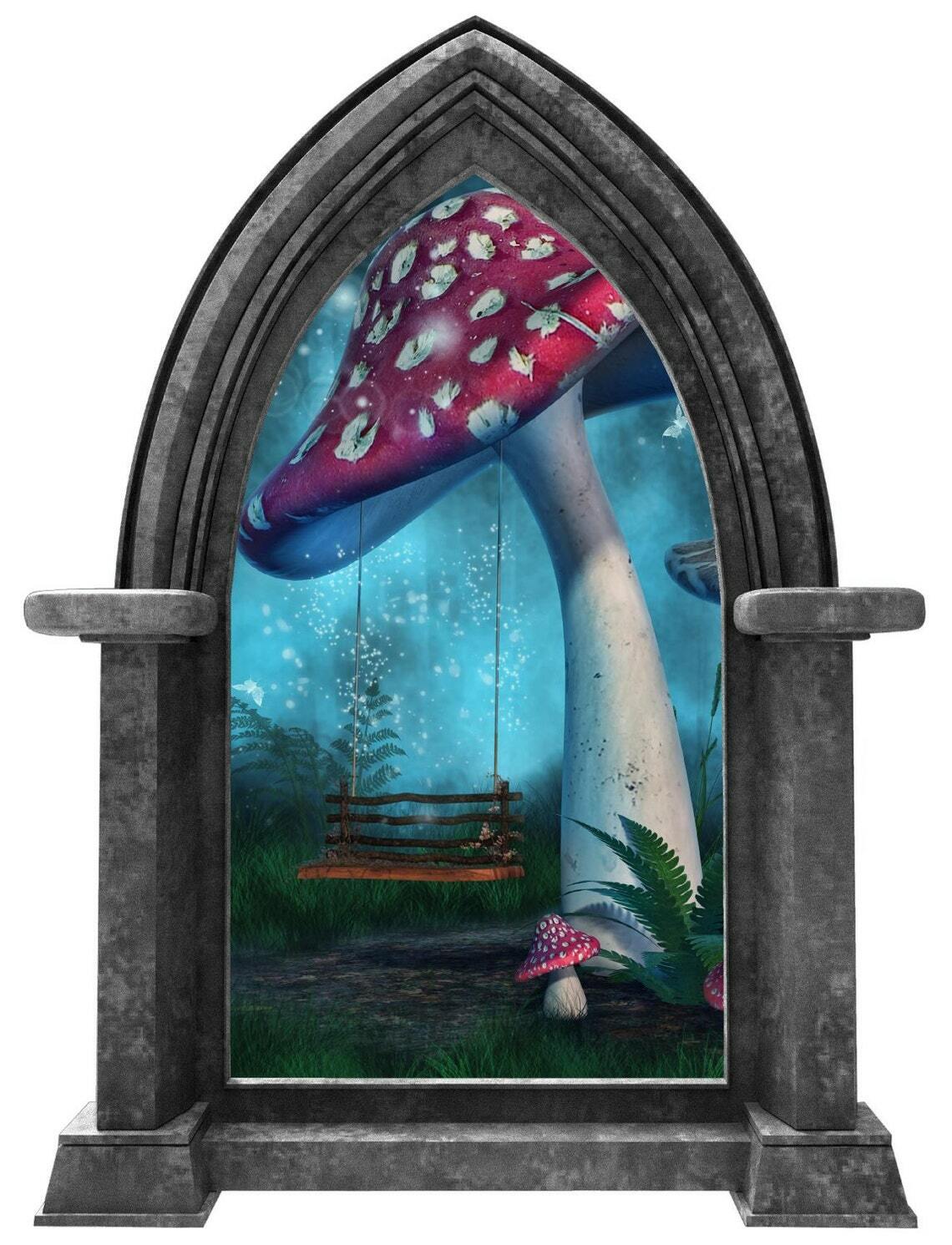 CastleScape Enchanted Mushroom Swing Wall Decal Castle Window Vinyl Wall Sticker