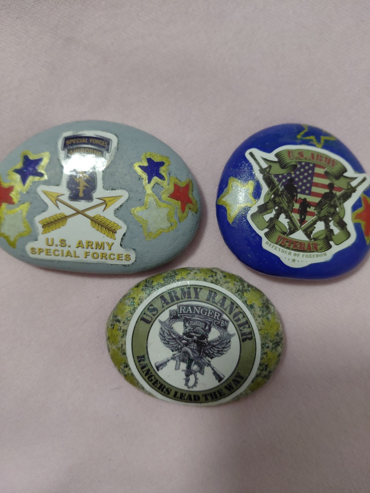 U.S. Army Ranger & Special Forces Decorative Stones – Gray, Blue, Camouflage