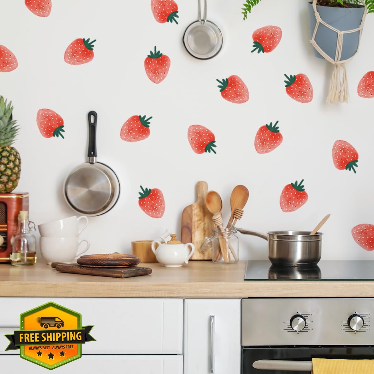 Unonede Strawberry Wall Decals Boho