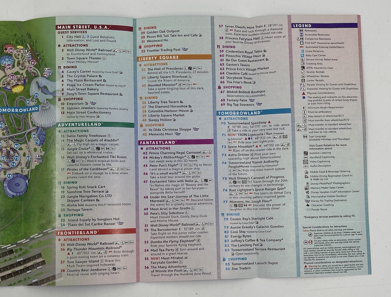 Walt Disney World Magic Kingdom Fall 2023 Park Guide Map “Tiana”