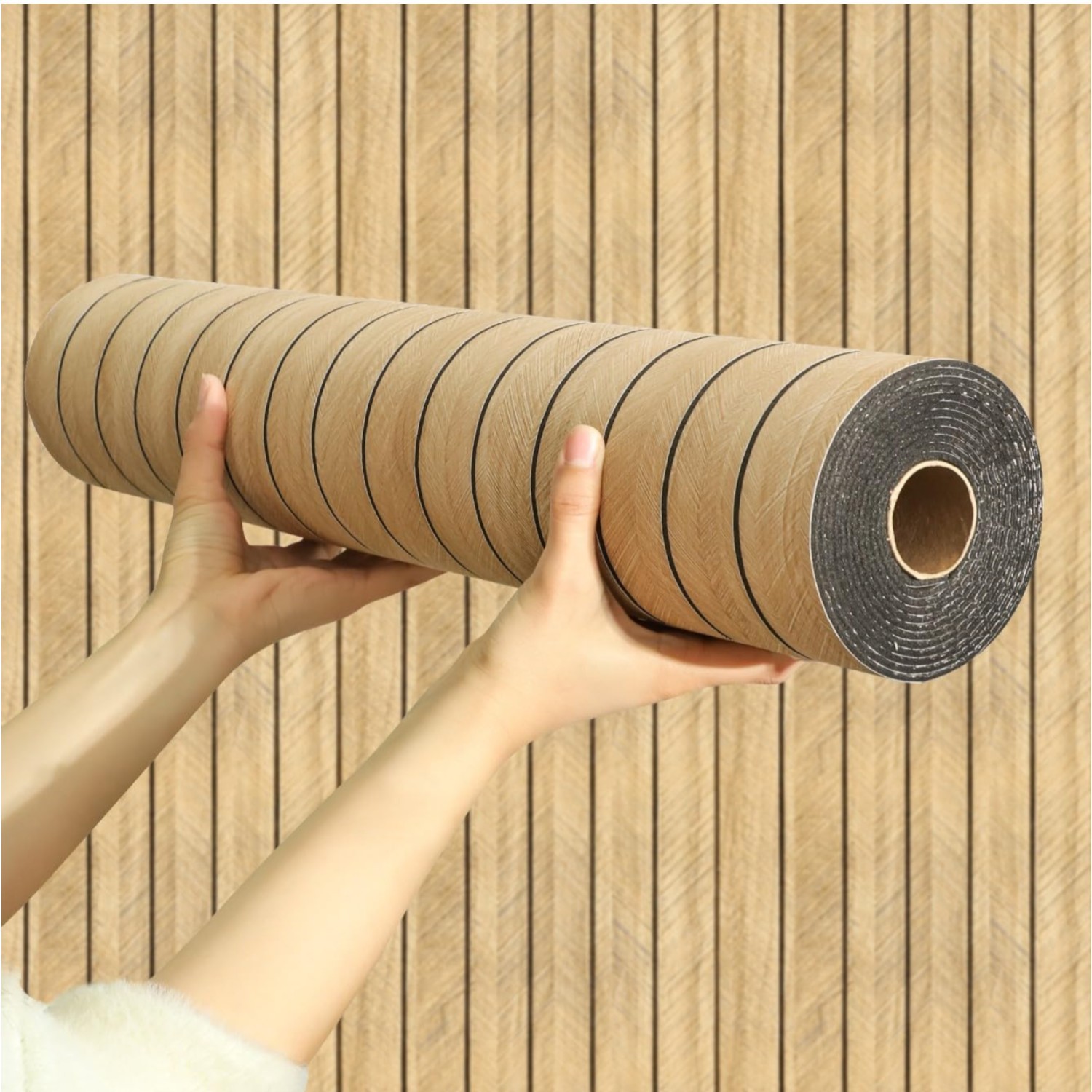 Wood Grain Slat 3D Wall Panel -15.75″x118″Soundproof Self-Adhesive Wall Stick…