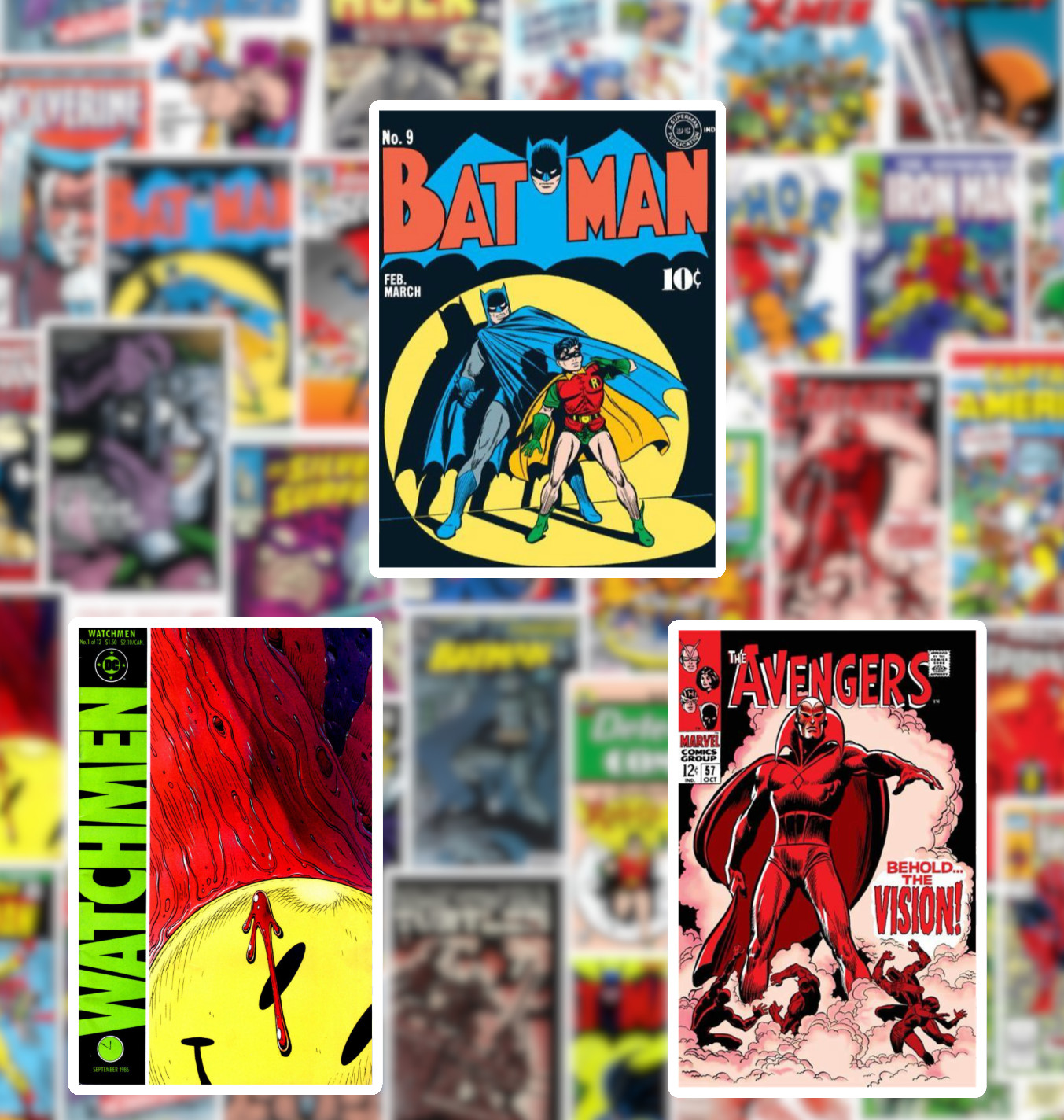 25/50 Comic Book Cover Sticker Pack – Waterproof Vinyl – Batman Spiderman
