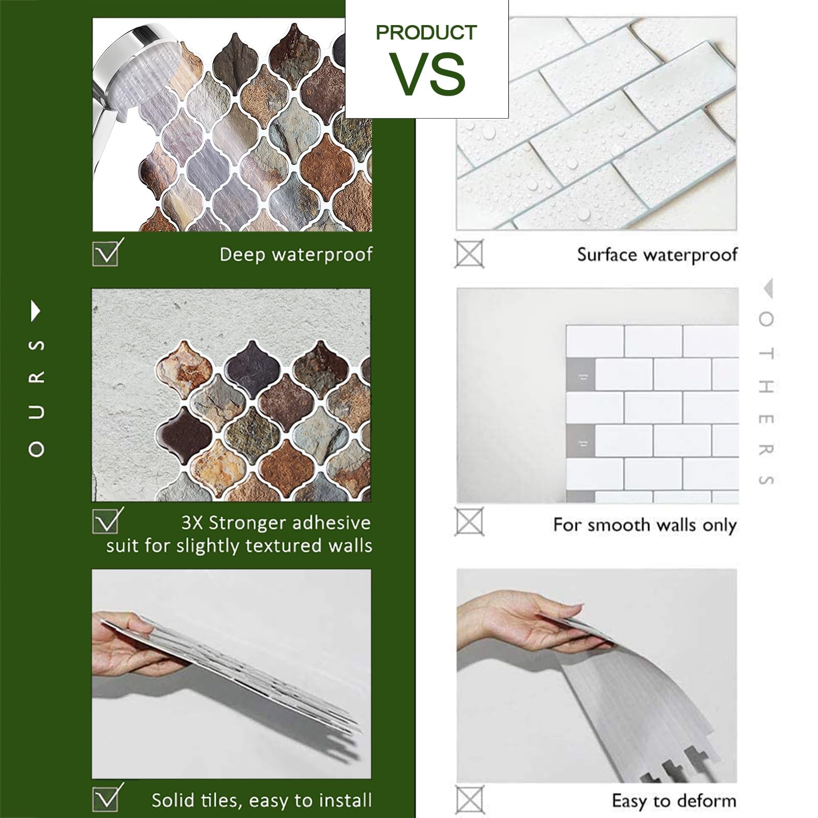 STICKGOO Arabesque Peel and Stick Backsplash, 12”X12” Backsplash Tile for Kit…