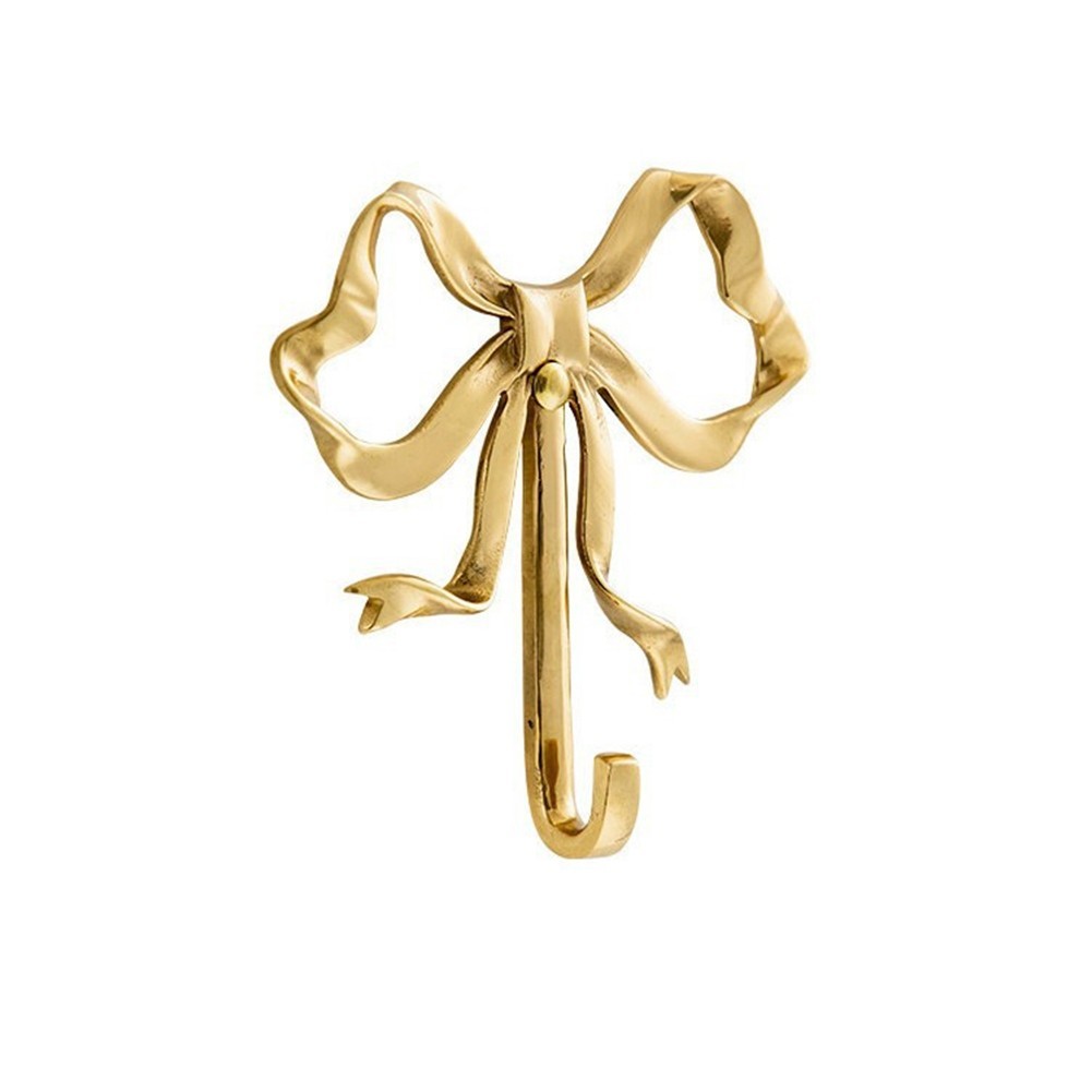 Decorative Bowknot Wall Hooks Alloy Gold Finish for Hallway Coat Towel Storage