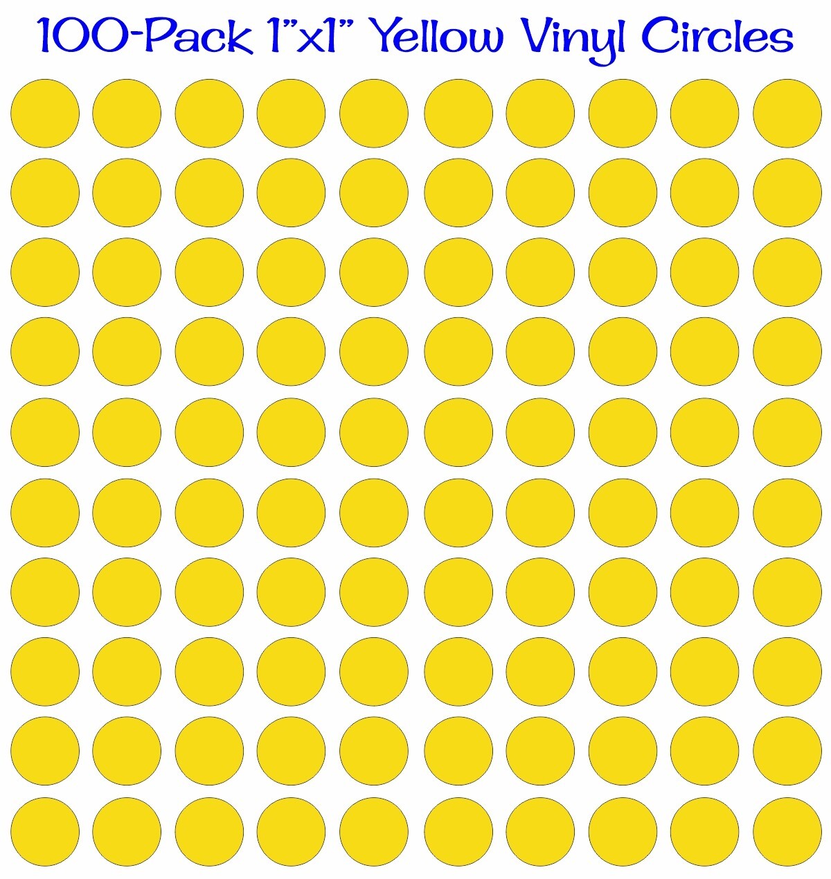 100 pack – 1″x1″ Round Yellow Vinyl Stickers / Decals Circles Polka Dots Die Cut