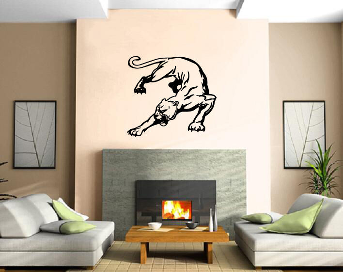 Panther Hunting Pose Asia Animal TRIBAL DECOR Wall MURAL Vinyl Art Sticker M409