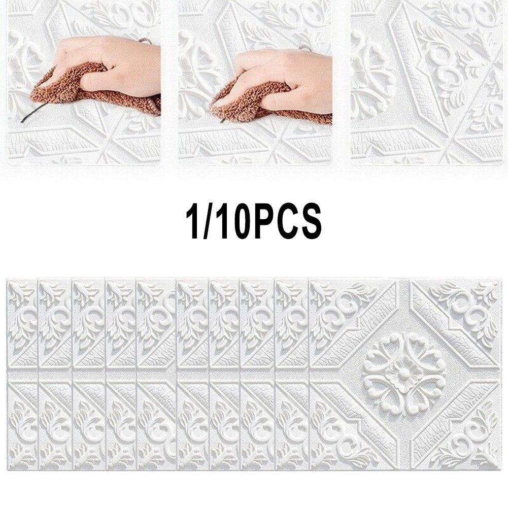 1/10pcs 3D Soft Foam Brick Texture Pattern Effect Wall Sticker Wall Decor 35cm