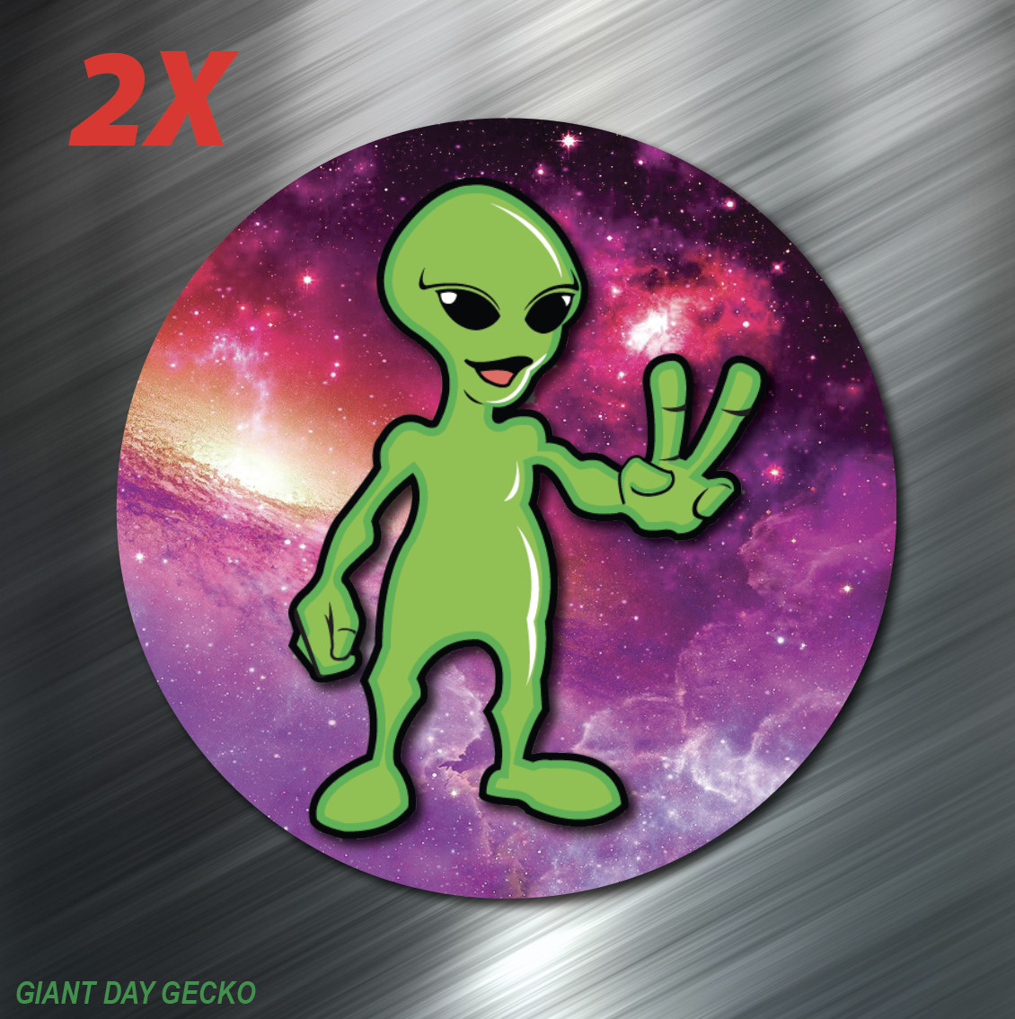 2X TWO ALIEN PEACE UFO GALAXY car Laptop Wall Sticker Decal Stickers USA