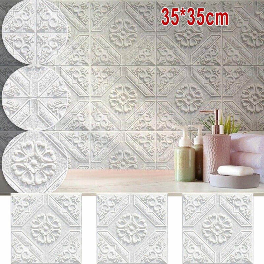 1/10pcs 3D Soft Foam Brick Texture Pattern Effect Wall Sticker Wall Decor 35cm