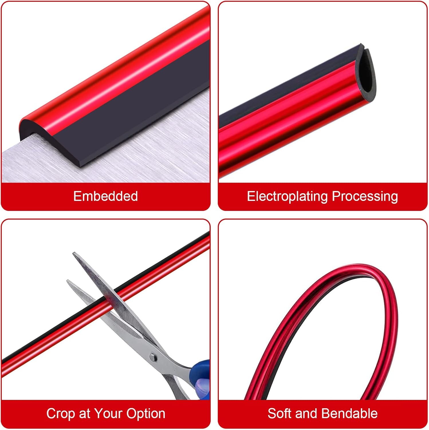 20 Pieces Universal Car Air Vent Trim Strip Red