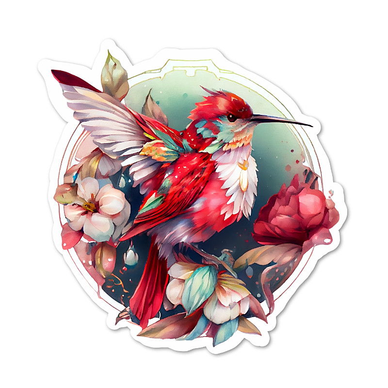 Hummingbird Vinyl Sticker, Water Resistant, Scrapbooking, Laptop, Water Bottle