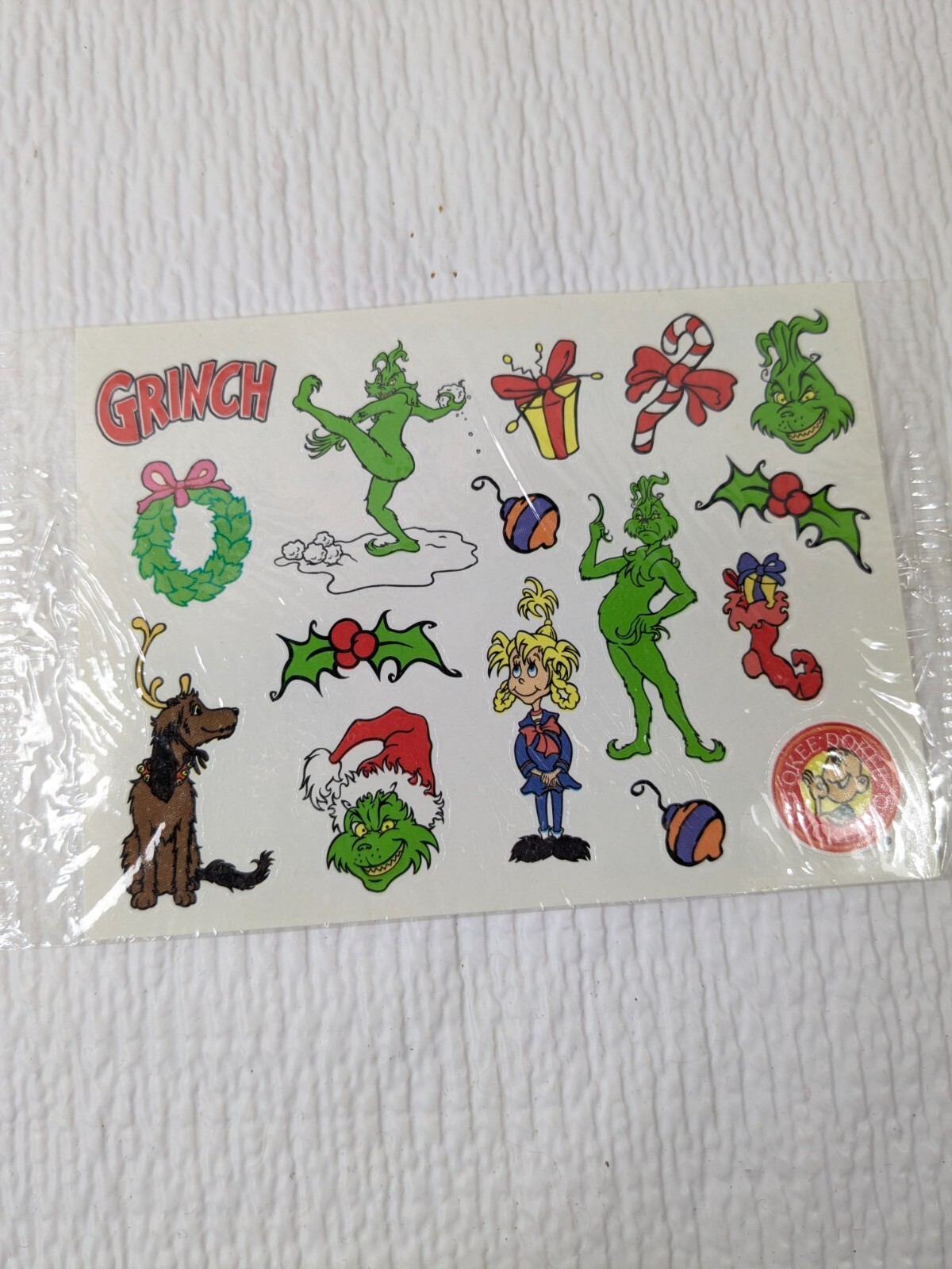 New How The Grinch Stole Christmas movie Sticker Sheet 2000 Okee Dokee Vintage