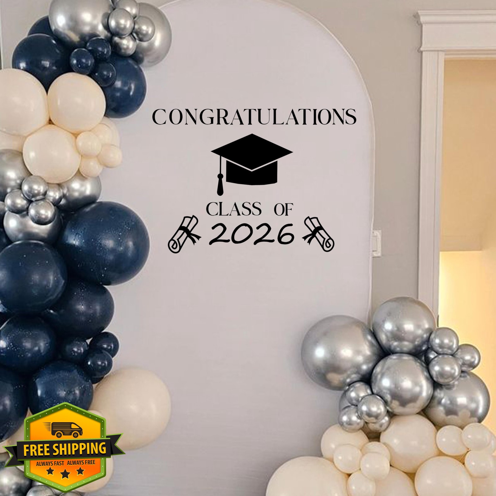 GIOGUK Class of 2026 Black Graduation Wall Decal