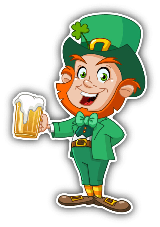 Funny Cartoon Leprechaun With Beer Car Bumper Sticker Decal