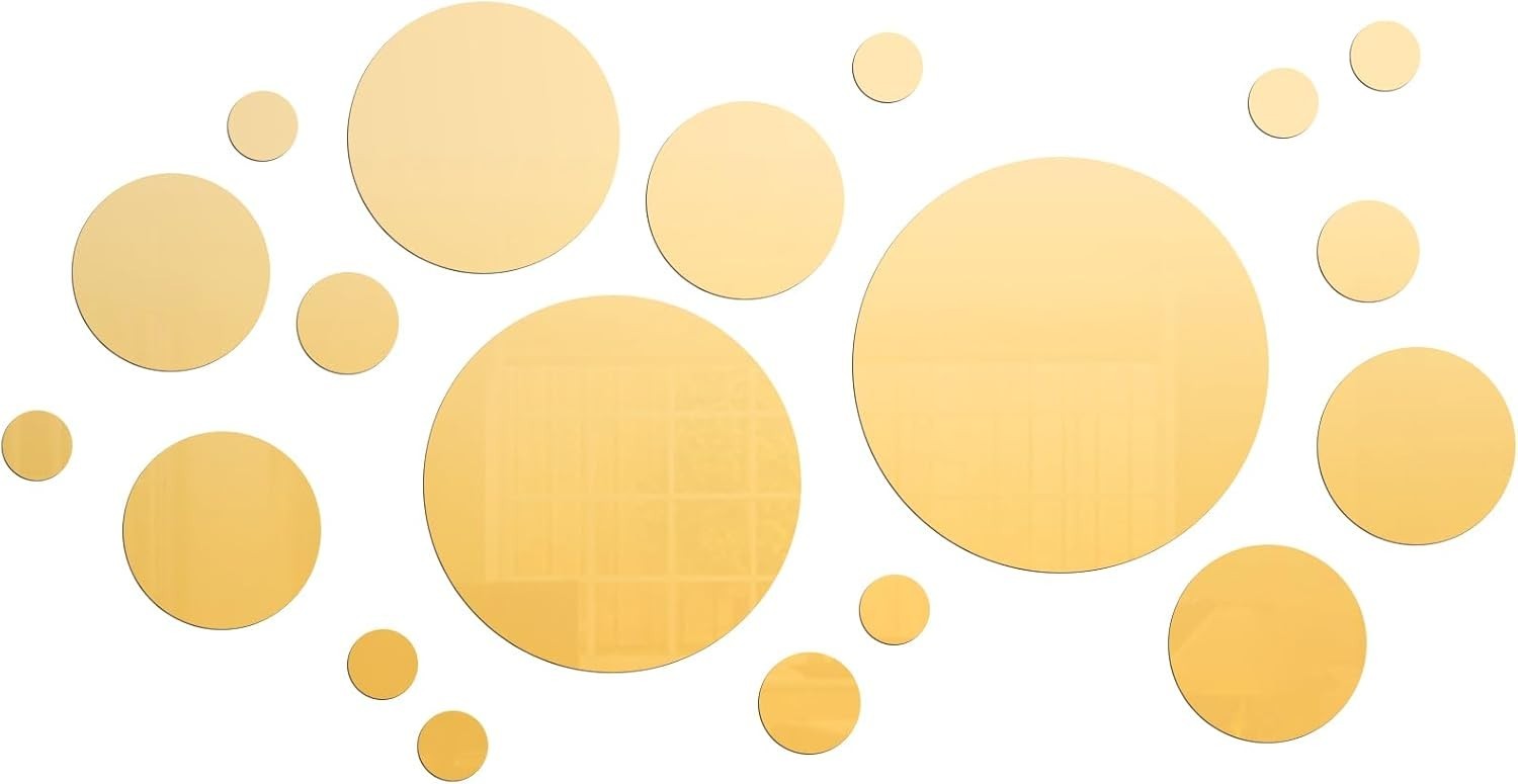 Gold Acrylic Mirror Wall Stickers – Set of 32