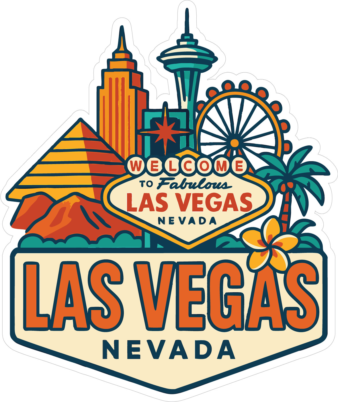 Las Vegas Sticker Decal Vinyl Die-Cut City Skyline Landmark Design