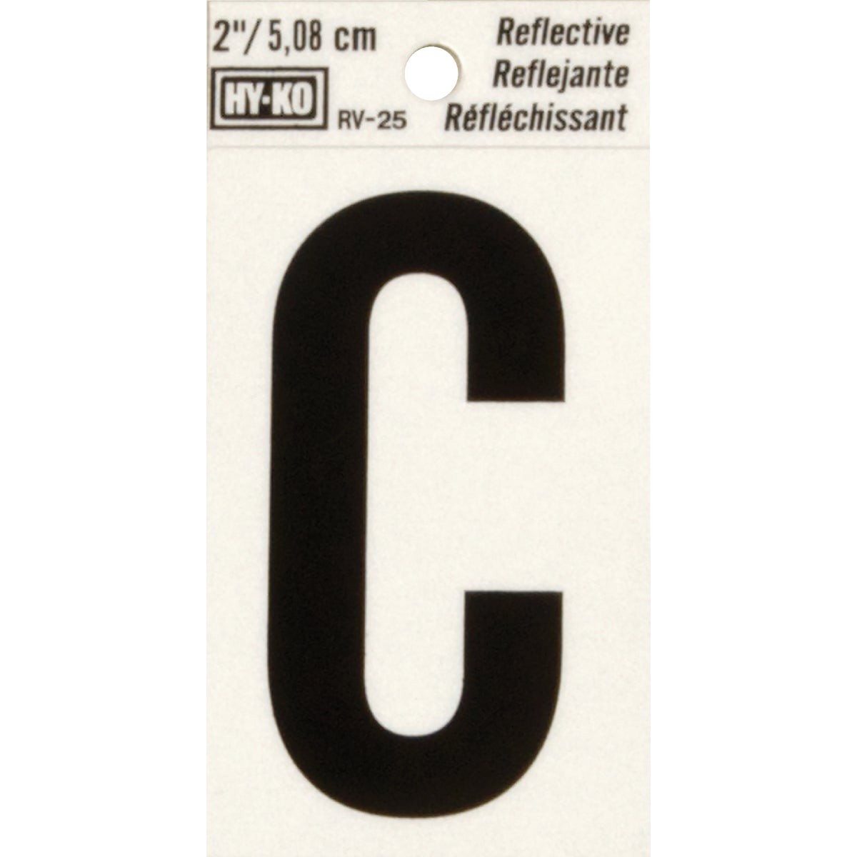 Hy-Ko Vinyl 2 In. Reflective Adhesive Letter, C RV-25/C Pack of 10 Hy-Ko RV-25/C