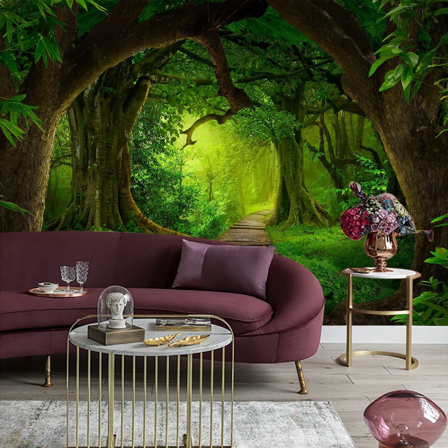 3D Visual Nature Green Forest Landscape Wallpaper Tropical Plants Landscape B…