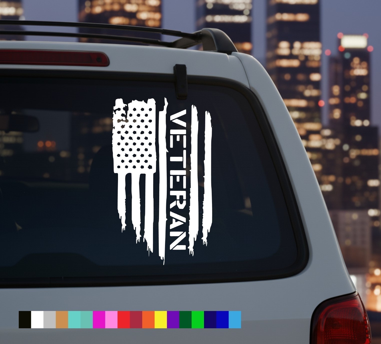 American Veteran Flag Decal Sticker Tethered POW MIA US Military Window Bumper