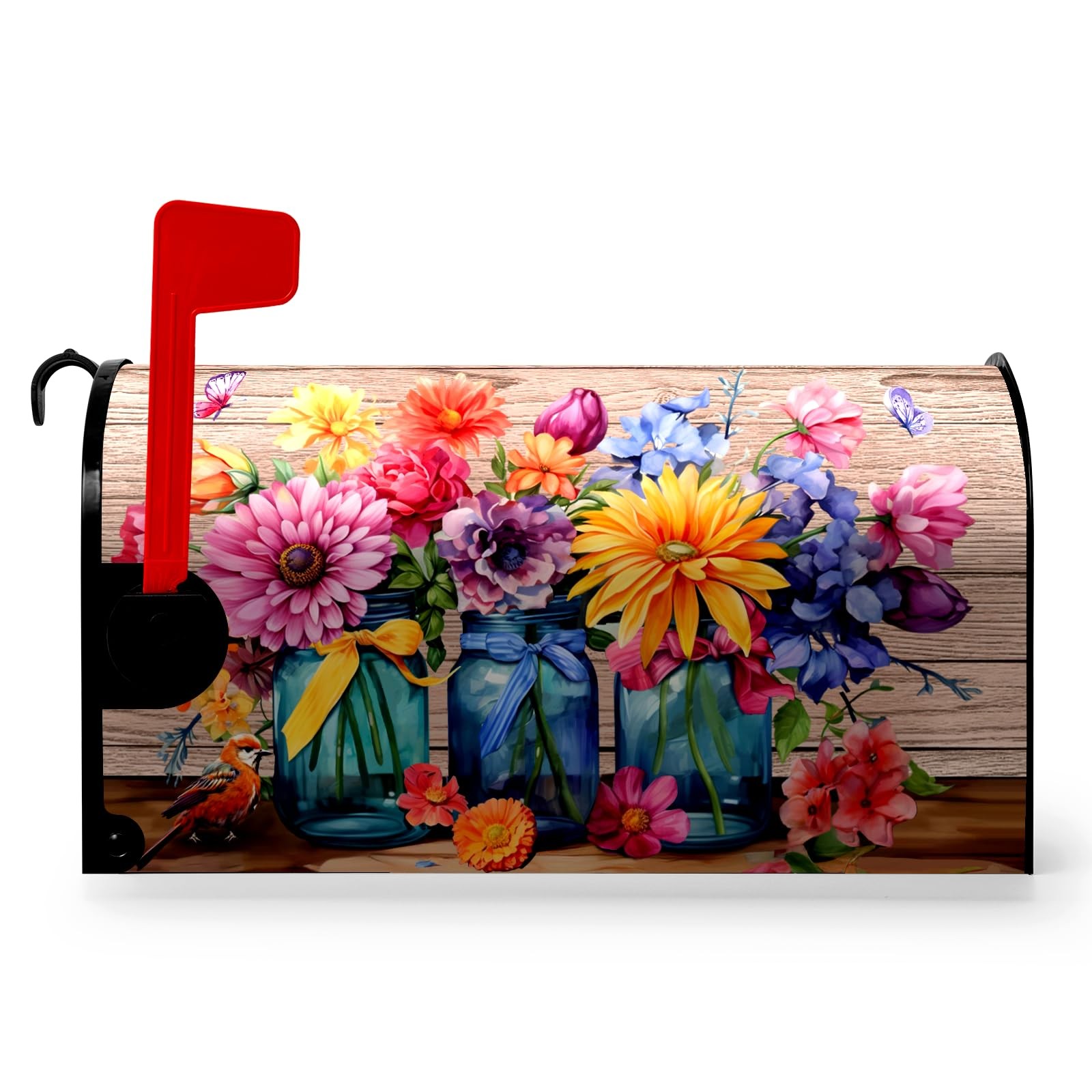 Dacawin Spring Mailbox Cover 21x18inch, Mason Jar
