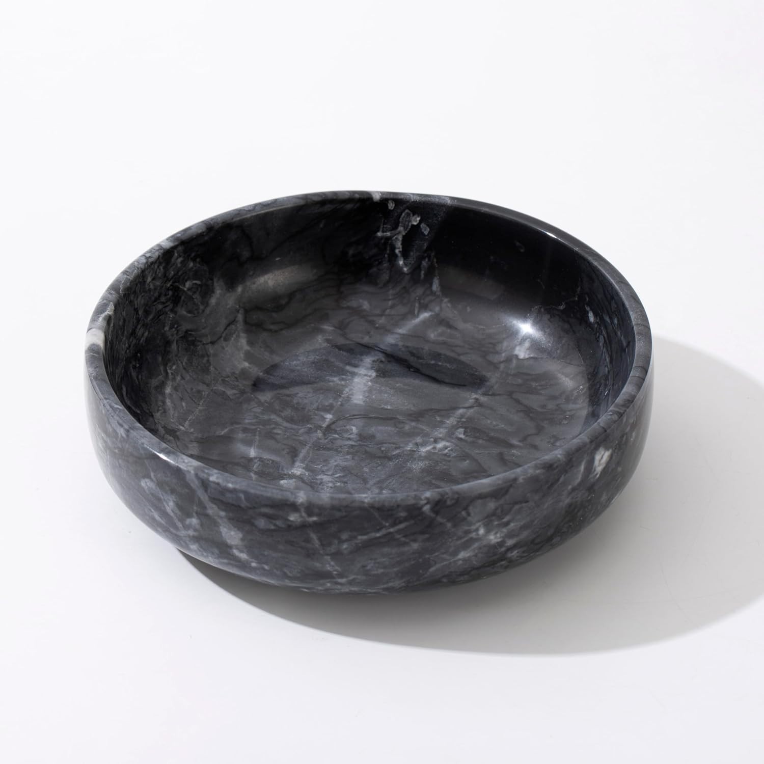 6.7″ Large Decorative Bowl, Natural Marble Large, Black