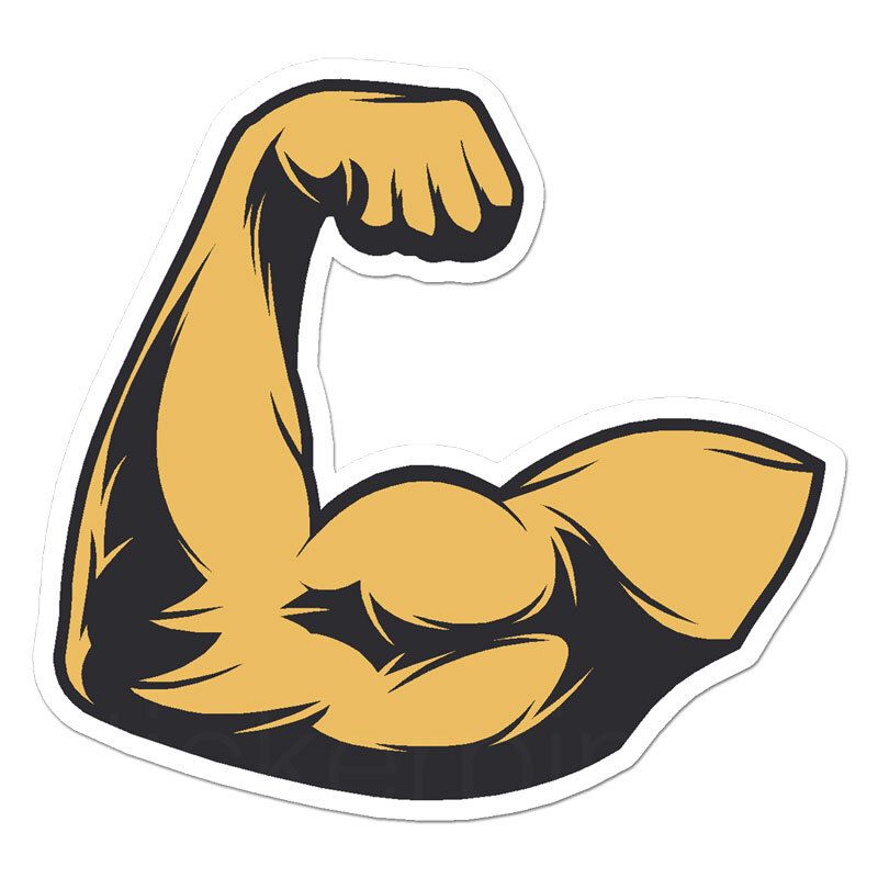 Bicep Muscle Weights, Vinyl Decal Sticker, Indoor Outdoor, 3 Sizes, #11443