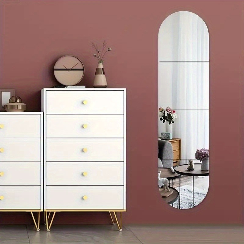 4Pcs/Set Acrylic Mirror Tiles – Self-Adhesive Decor for Doors & Bathroom Walls
