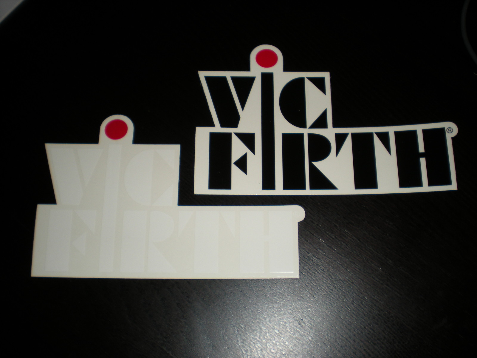 VIC FIRTH PERCUSSION DRUMS 2 PC BLACK WHITE CLEAR STICKERS 6″ LONG