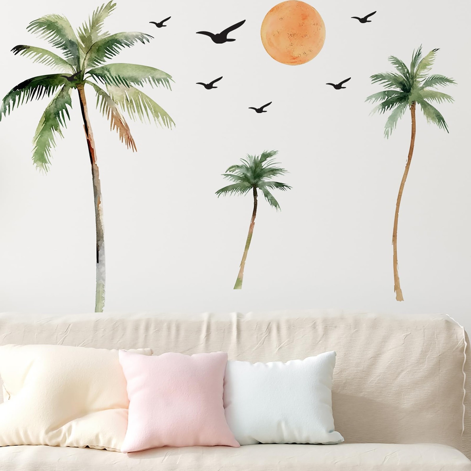 Large Boho Tropical Watercolor Palm Tree Wall Decal | Self-Adhesive Removable…