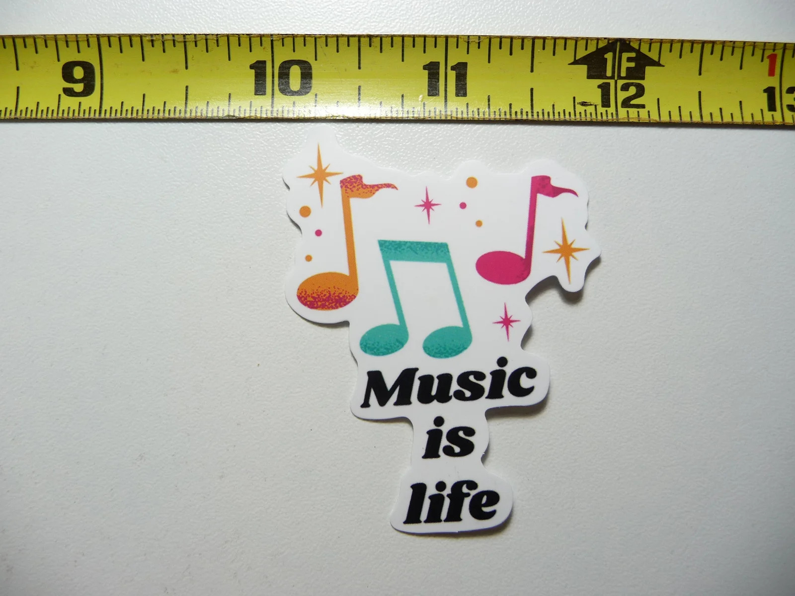 MUSIC IS LIFE VARIOUS NOTES STARS SMALL STICKER DECAL MUSICIAN FAN BAND SONG