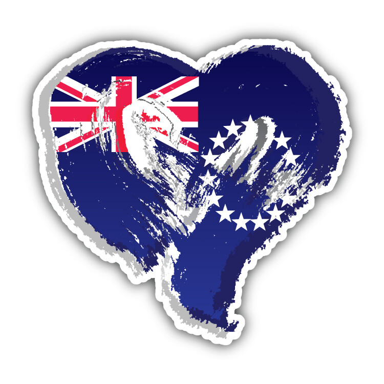 Cook Islands Grunge Heart Flag Car Bumper Sticker Decal