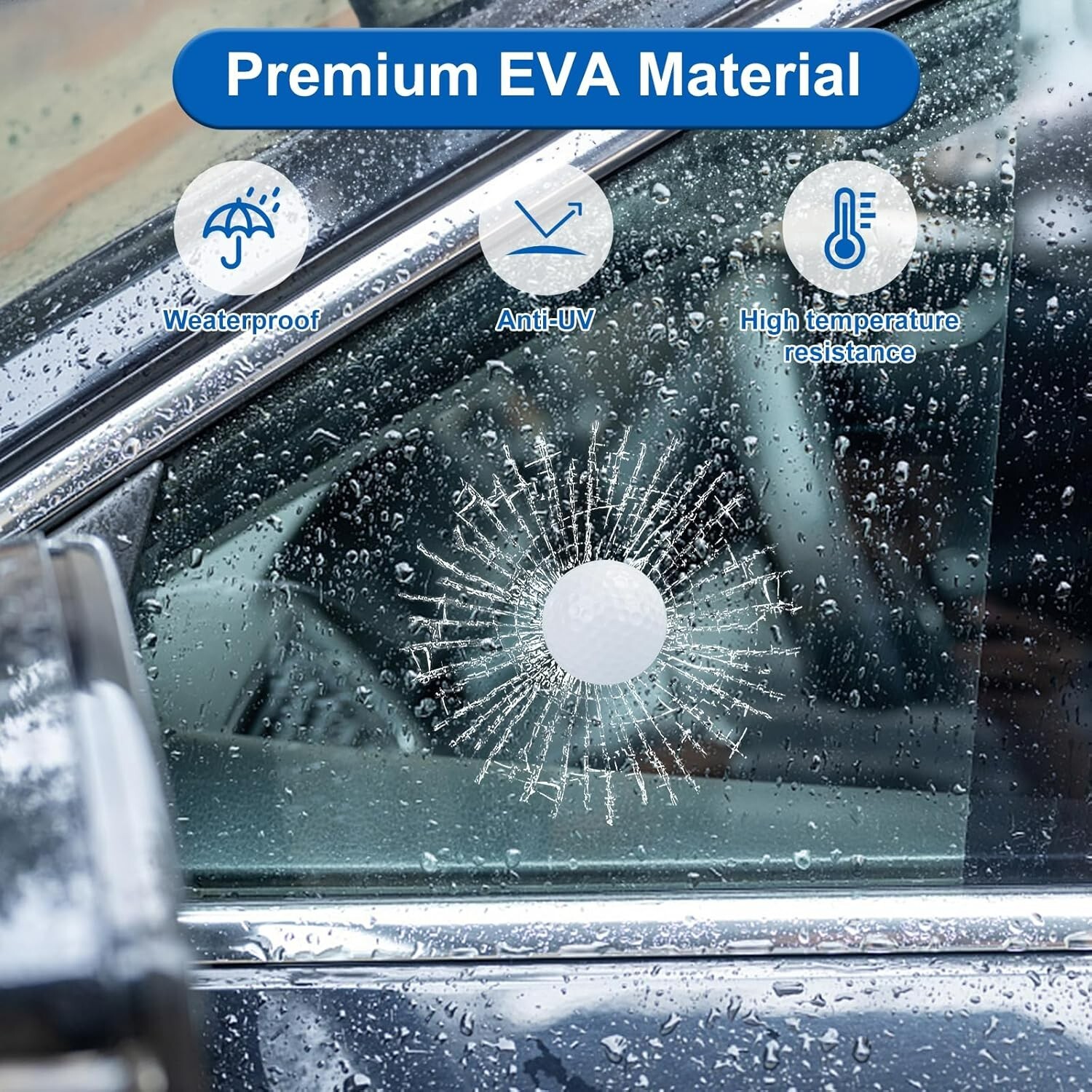 “3D Prank Tricky Broken Glass Sticker Car Window Ball Hits Self Adhesive Funny “