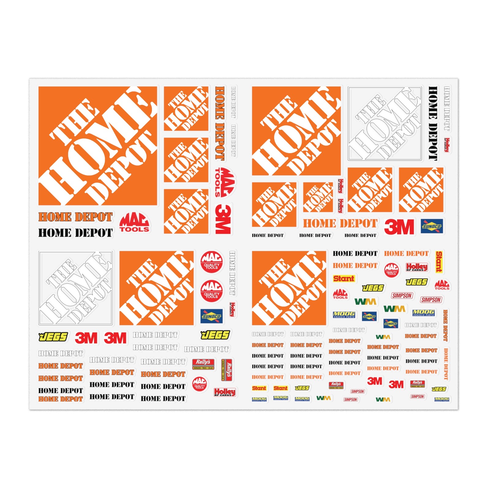 Home Depot 1/10 Scale R/C Racing Vinyl Decal/Sticker Sheet